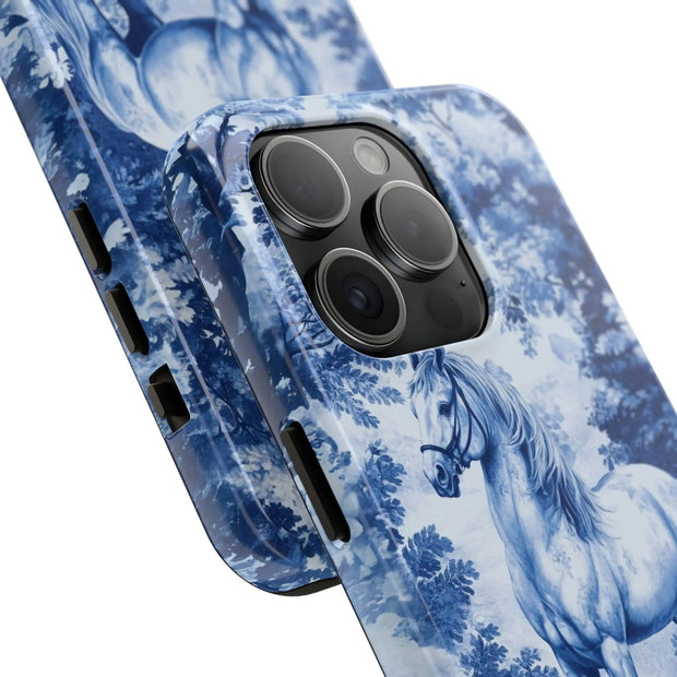 Blue Toile Horse Country Scenic Tough Phone Case LavenderCeleste