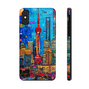 Shanghai Skyline Collage Pop Art Tough Phone Case LavenderCeleste