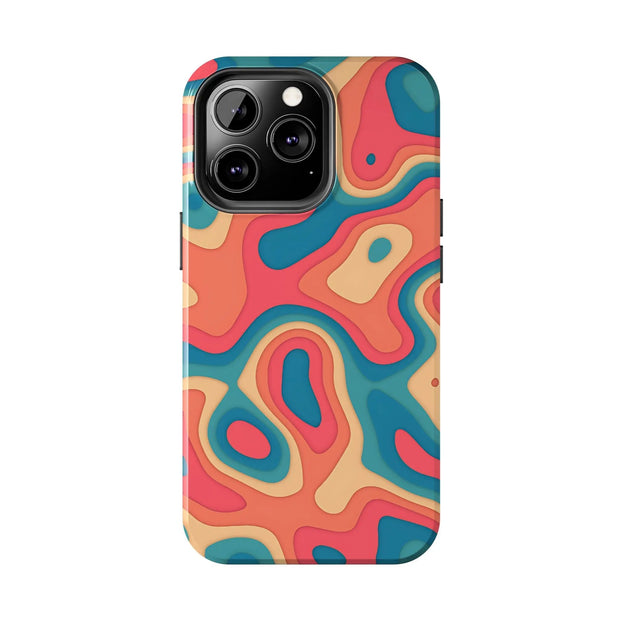 Retro Coral Abstract Mid-Century Tough Phone Case LavenderCeleste