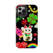 Lucky Symbols Tough Phone Case – 777 Dice Rainbow Maneki Neko Design - LavenderCeleste
