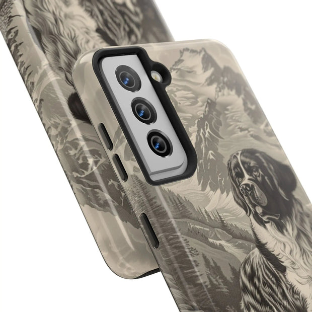 Saint Bernard Toile de Jouy Vintage Tough Phone Case LavenderCeleste