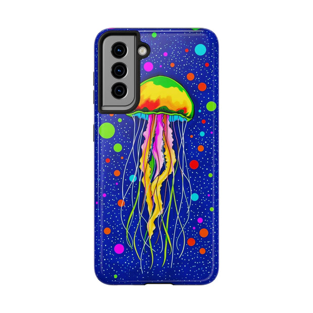 Vibrant Neon Jellyfish Cosmic Sea Tough Phone Case