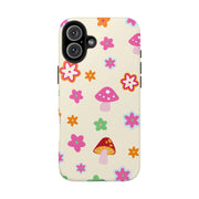 Retro Mushroom Flower Power Tough Phone Case LavenderCeleste