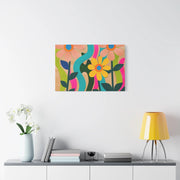 Groovy Paper Cut Flower Matte Canvas Art LavenderCeleste