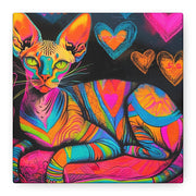 Neon Sphynx Love Pop Art Matte Canvas Wall Art LavenderCeleste