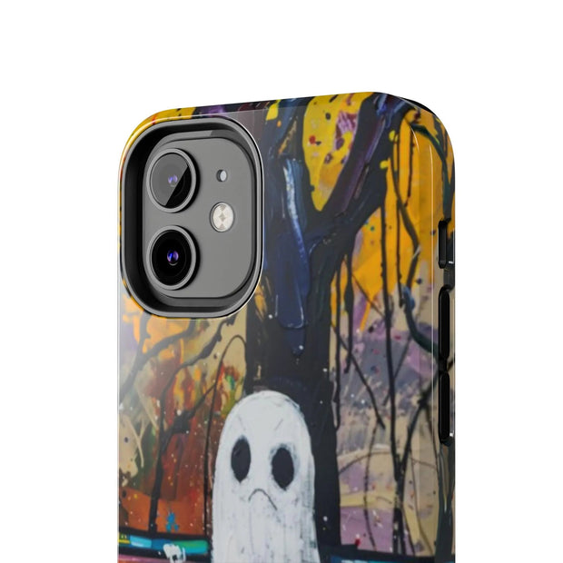 Sad Ghost on Park Bench Abstract Art Phone Case LavenderCeleste