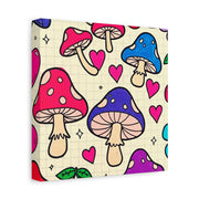 Kawaii Mushroom Cherry Flower Matte Canvas Print LavenderCeleste