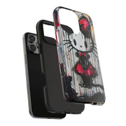 Goth Bow Cat Graffiti Pop Art Tough Phone Case LavenderCeleste
