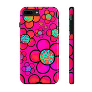 Hot Pink Retro Flower Power Tough Phone Case LavenderCeleste