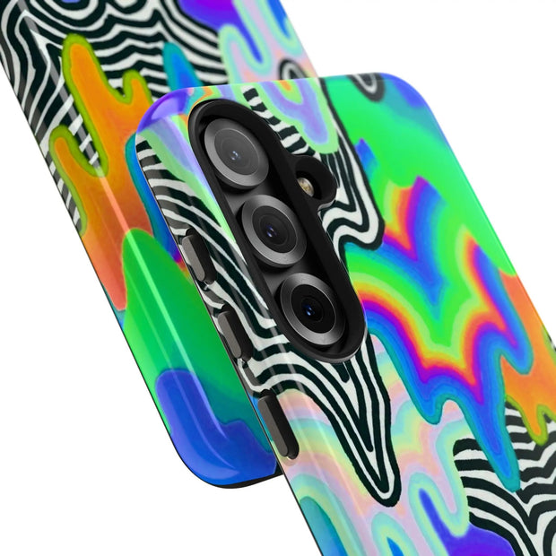 Trippy Technicolor Drip Retro Tough Phone Case LavenderCeleste