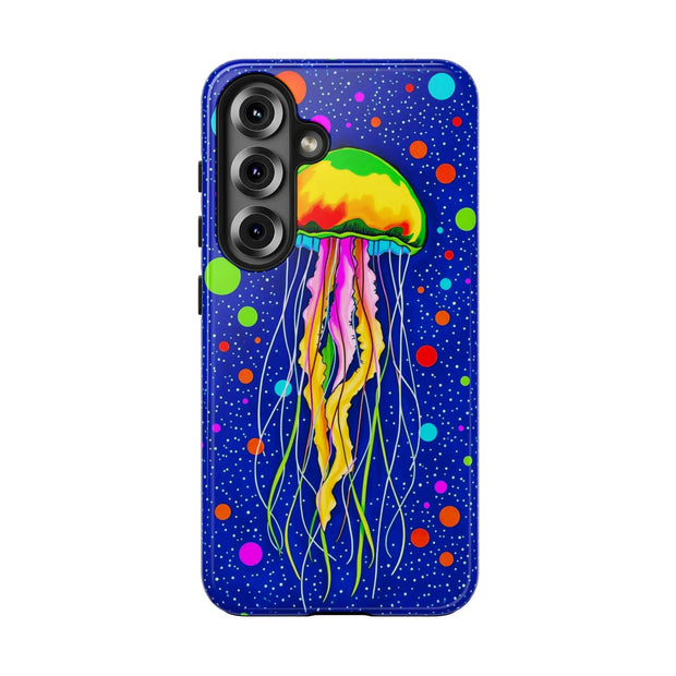 Vibrant Neon Jellyfish Cosmic Sea Tough Phone Case