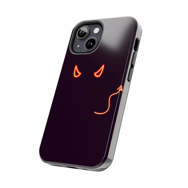 Neon Devil Eyes Tough Phone Case – Minimal Dark Glow Aesthetic Printify