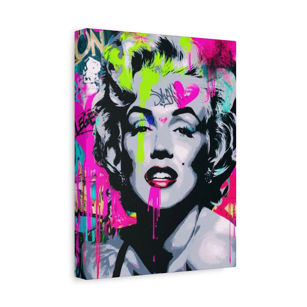 Marilyn Monroe Graffiti Matte Canvas – Neon Pop Art Street Style Wall Decor - LavenderCeleste