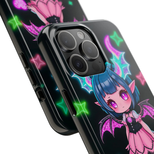 Kawaii Gothic Succubus Neon Heart Tough Phone Case