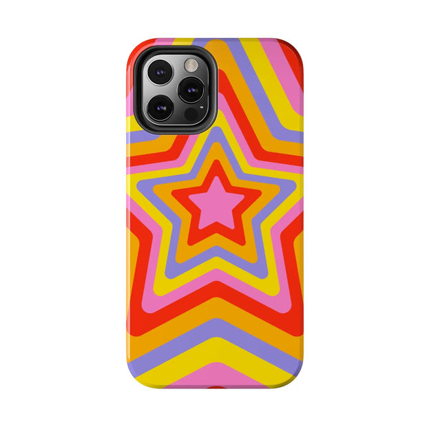 Retro Rainbow Star Groovy Tough Phone Case LavenderCeleste