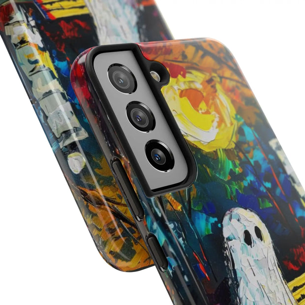 Lonely Ghost Tough Phone Case – Abstract Fall Park Bench Painting