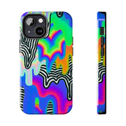 Trippy Technicolor Drip Retro Tough Phone Case LavenderCeleste