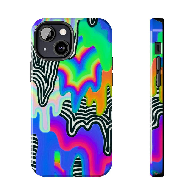 Trippy Technicolor Drip Retro Tough Phone Case LavenderCeleste