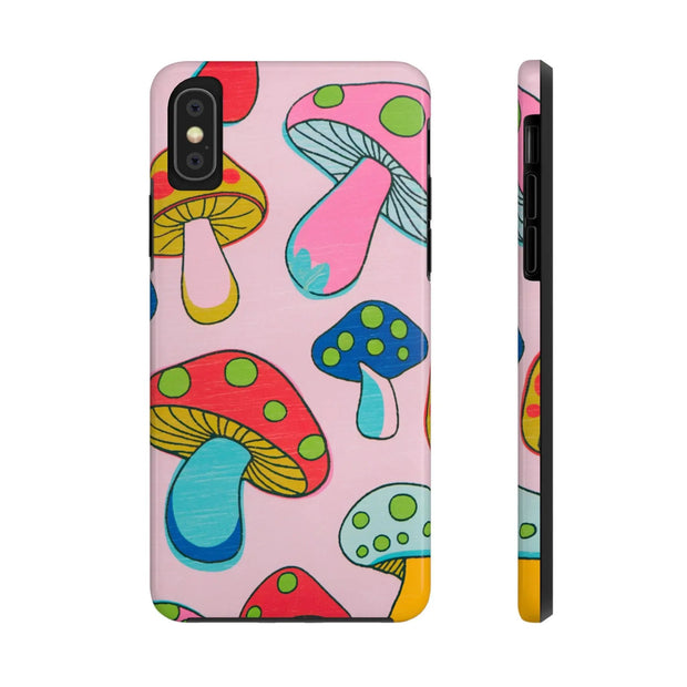 Retro Groovy Mushroom Tough Phone Case LavenderCeleste