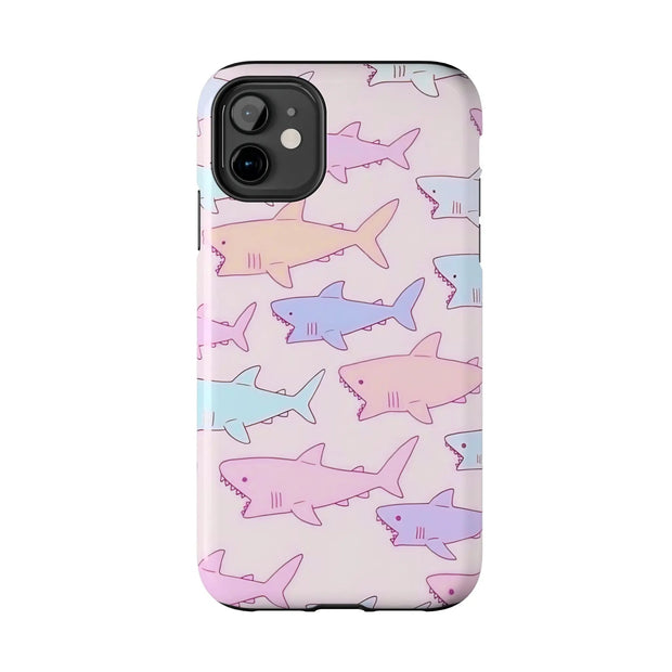 Pastel Shark Pattern Tough Phone Case Printify