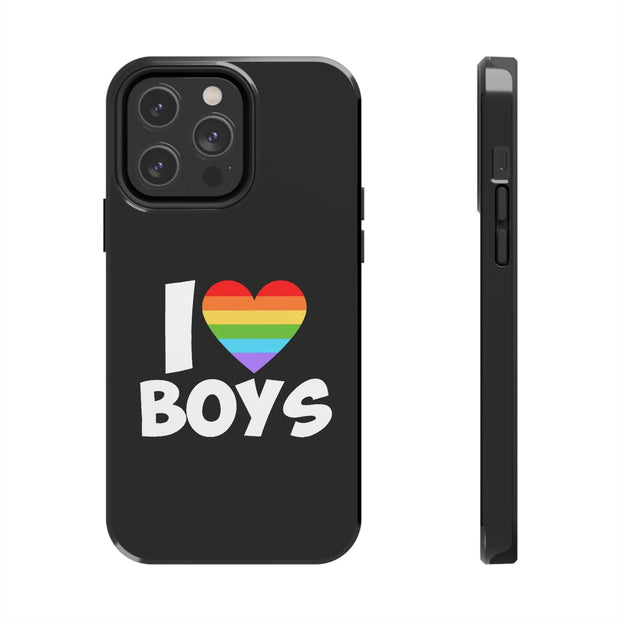 I Love Boys Pride Tough Phone Case – LGBTQ+ Rainbow Heart Design