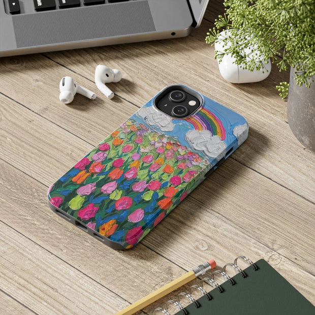 Rainbow Tulip Field Tough Phone Case LavenderCeleste