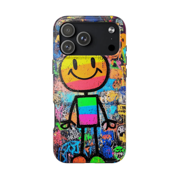 Rainbow Graffiti Smiley Tough Phone Case LavenderCeleste