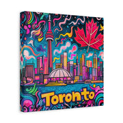 Toronto Pop Art Skyline Matte Canvas Wall Art LavenderCeleste