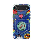 Retro Kidcore Denim Patch Tough Phone Case LavenderCeleste