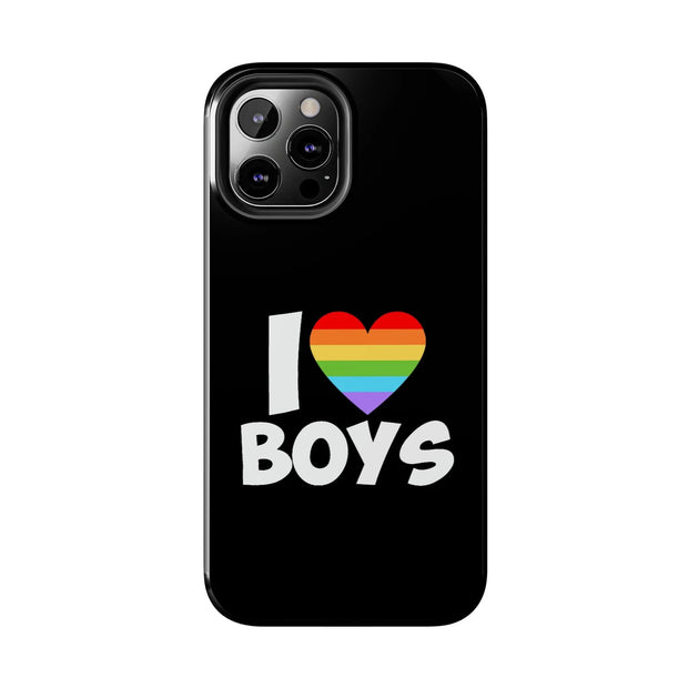 I Love Boys Pride Tough Phone Case – LGBTQ+ Rainbow Heart Design