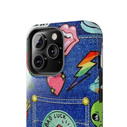 Retro Kidcore Denim Patch Tough Phone Case LavenderCeleste