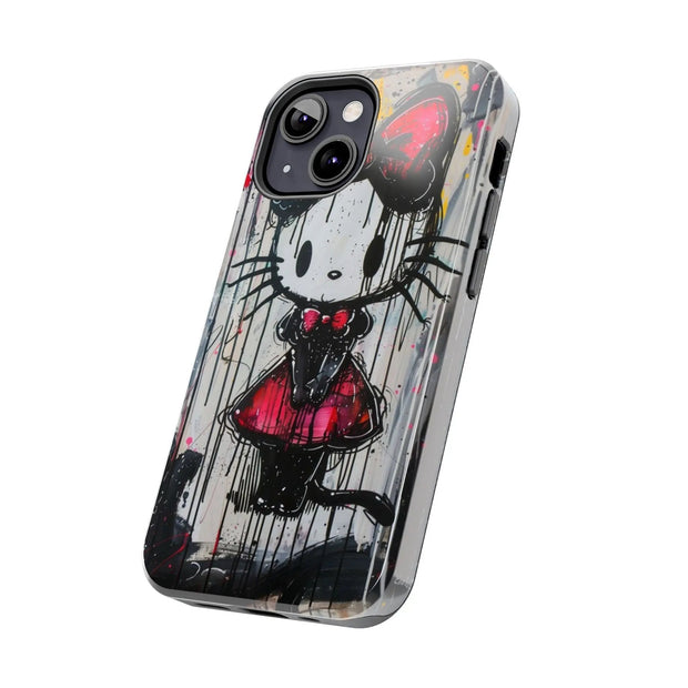 Goth Bow Cat Graffiti Pop Art Tough Phone Case LavenderCeleste