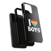 I Love Boys Pride Tough Phone Case – LGBTQ+ Rainbow Heart Design