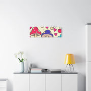 Kawaii Mushroom Cherry Flower Matte Canvas Print LavenderCeleste