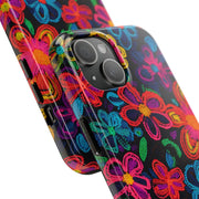 Neon Crochet Floral Tough Phone Case – Vibrant Retro Handmade Pattern Printify