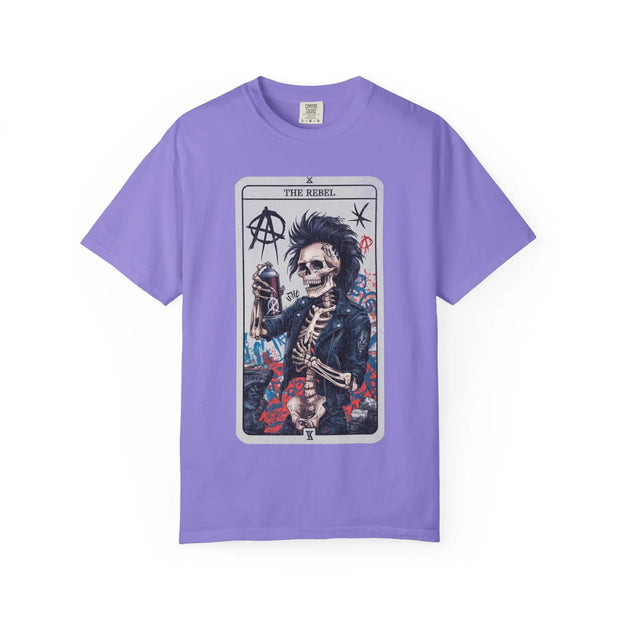 The Rebel Skeleton Tarot Punk Comfort Colors Tee LavenderCeleste