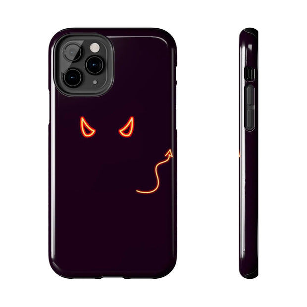Neon Devil Eyes Tough Phone Case – Minimal Dark Glow Aesthetic Printify