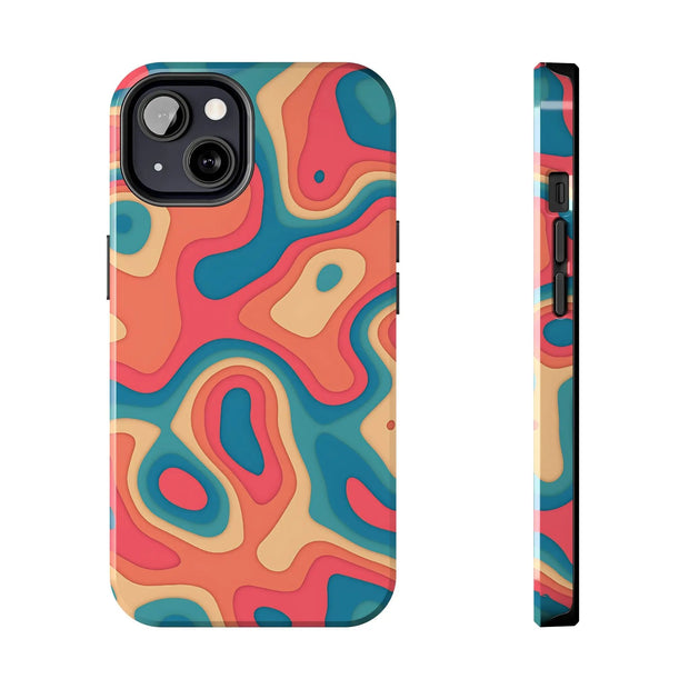 Retro Coral Abstract Mid-Century Tough Phone Case LavenderCeleste