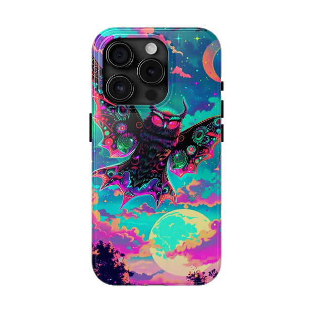 Mothman Tough Phone Case – Psychedelic Neon Cryptid Aesthetic - LavenderCeleste