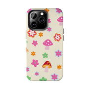 Retro Mushroom Flower Power Tough Phone Case LavenderCeleste