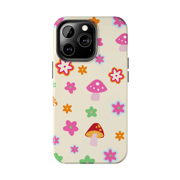 Retro Mushroom Flower Power Tough Phone Case LavenderCeleste
