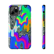 Trippy Technicolor Drip Retro Tough Phone Case LavenderCeleste