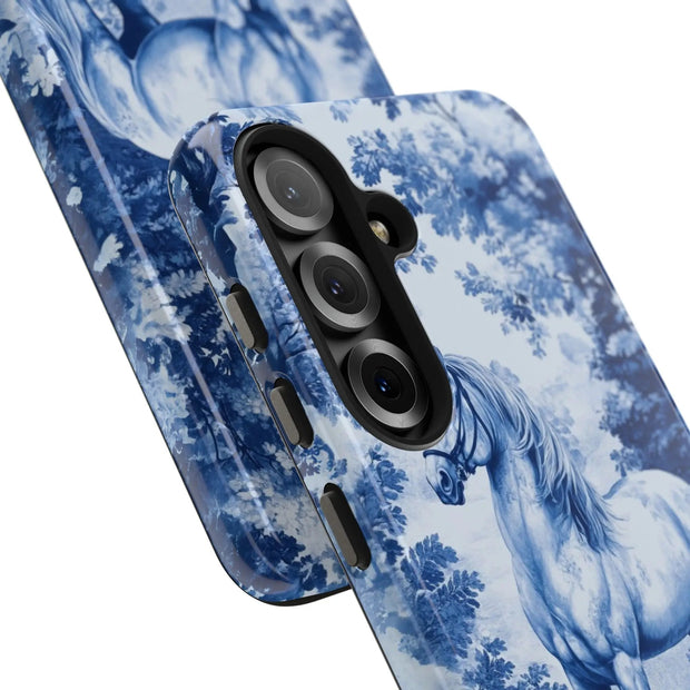 Blue Toile Horse Country Scenic Tough Phone Case LavenderCeleste