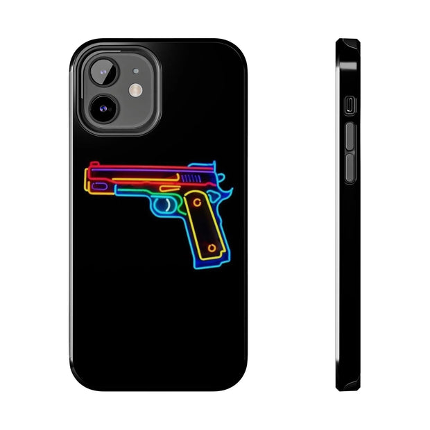 Neon Rainbow Gun Tough Phone Case – Bold Retro Vaporwave Aesthetic Printify