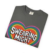 Swearing Might Help Retro Rainbow Comfort Colors Tee LavenderCeleste