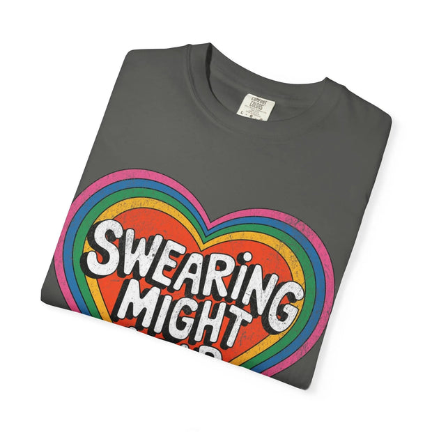 Swearing Might Help Retro Rainbow Comfort Colors Tee LavenderCeleste