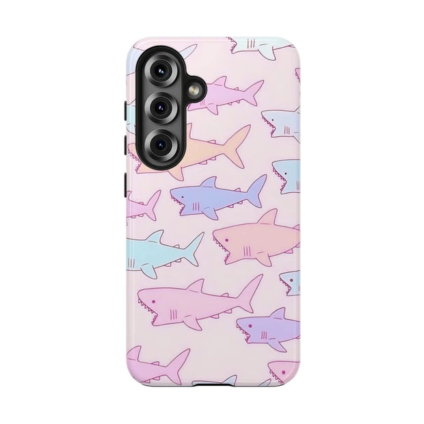 Pastel Shark Pattern Tough Phone Case Printify