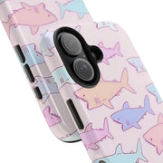 Pastel Shark Pattern Tough Phone Case LavenderCeleste