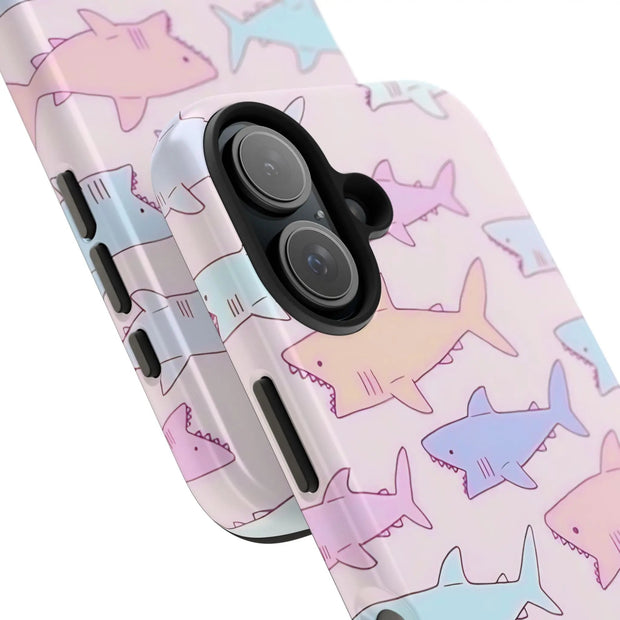 Pastel Shark Pattern Tough Phone Case LavenderCeleste