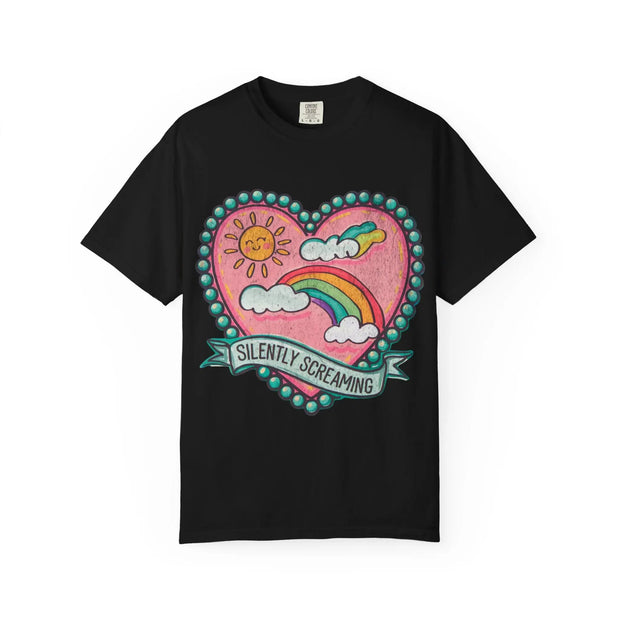 Silently Screaming Pastel Rainbow Comfort Colors Tee LavenderCeleste
